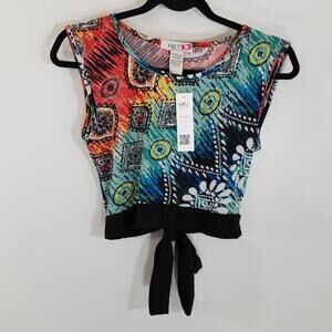 NWT HEY COLLECTION Crop Top with Tie in Back Size JR. LARGE